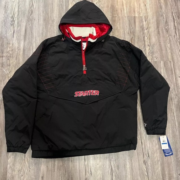 Starter Jacket Pullover Coat Black Red Size XL 019MN006 MSRP 225.00 - Picture 2 of 6